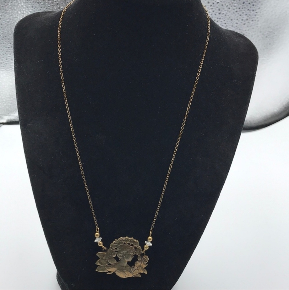 Antique, Art Nouveau Pididdly Links Ornate Woman's Head, Necklace